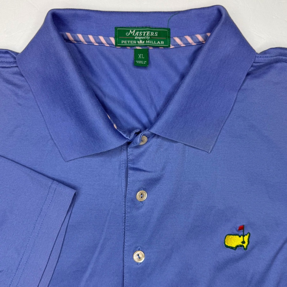 Masters Peter Millar Polo Shirt Mens XL Blue Cotton Golf Tournament Augusta